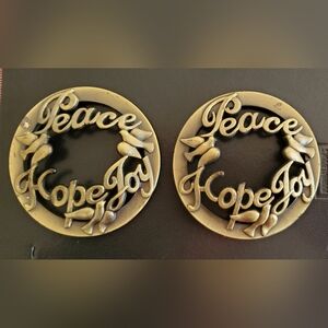 Gold Peace Hope Joy Candle Toppers